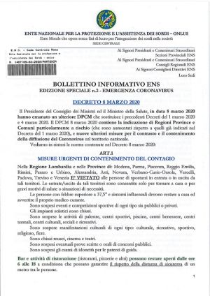 Bollettino Informativo ENS Edizione Speciale n2 Emergenza Coronavirus Pagina 1